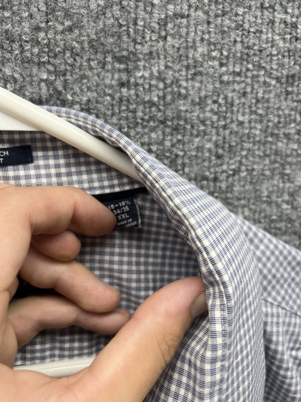 Tommy Hilfiger Dress Shirt Mens XXL Blue Gingham Regular Fit Long Sleeve - Picture 5 of 11